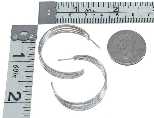 Native American Navajo Authentic Sterling Silver Post Hoop Earrings JX123225